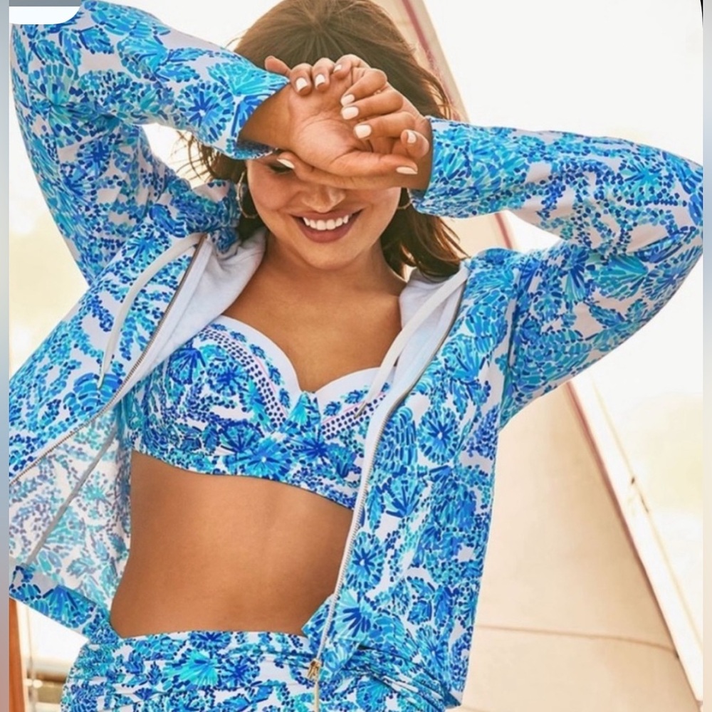 Lilly Pulitzer Audrey Zip Up Turquoise Oasis Shell Me You Love Me S Small